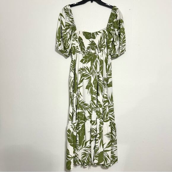 Anthropologie Green Leaf Print Maxi Dress - Picture 11 of 12